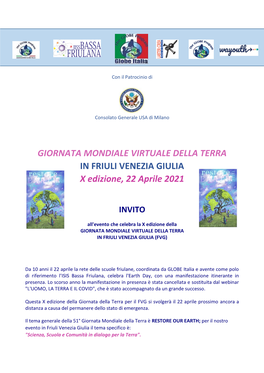 GIORNATA MONDIALE VIRTUALE DELLA TERRA in FRIULI VENEZIA GIULIA X Edizione, 22 Aprile 2021