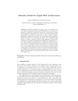 Maturity Model for Liquid Web Architectures