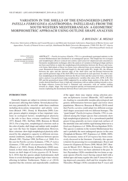 Variation in the Shells of the Endangered Limpet Patella Ferruginea