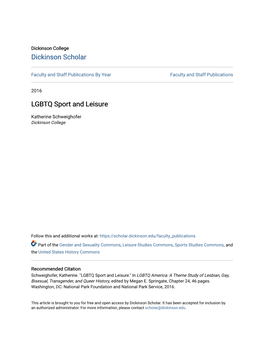 LGBTQ Sport and Leisure