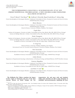 The Extremophile Endolithella Mcmurdoensis Gen. Et Sp. Nov