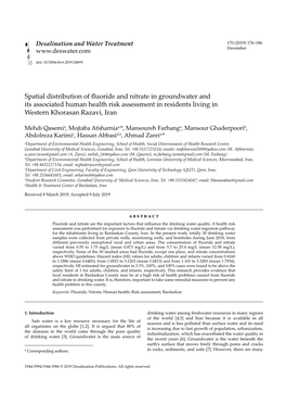 Spatial Distribution of Fluoride and Nitrate in Groundwater and Its Associated Human Health Risk Assessment in Residents Living in Western Khorasan Razavi, Iran