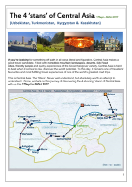 Of Central Asia 17Sept – 06Oct 2017 (Uzbekistan, Turkmenistan, Kyrgyzstan & Kazakhstan)