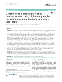 Genome-Wide Identification of Copy Number Variation Using High-Density