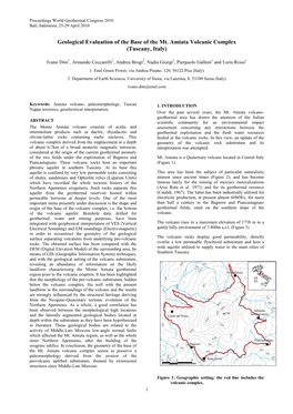 Geological Evaluation of the Base of the Mt. Amiata Volcanic Complex (Tuscany, Italy)