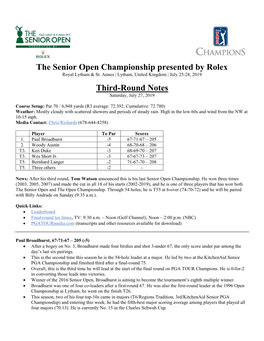 The Senior Open Championship Presented by Rolex Third-Round Notes