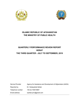 Islamic Republic of Afghanistan the Ministry of Public Health