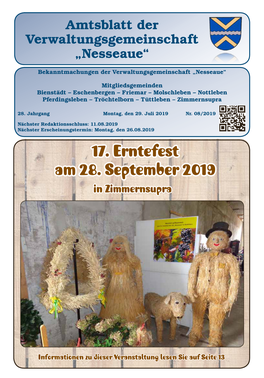 17. Erntefest Am 28. September 2019 in Zimmernsupra