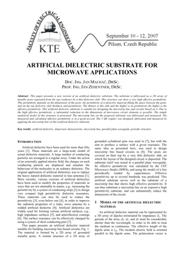 Artificial Dielectric Substrate for Microwave Applications