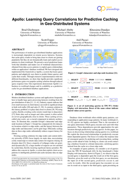 Apollo: Learning Query Correlations for Predictive Caching in Geo-Distributed Systems