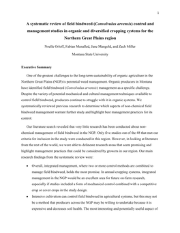 A Systematic Review of Field Bindweed (Convolvulus Arvensis)