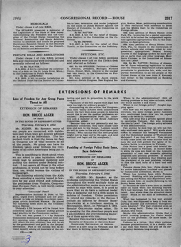 Extensions of Remarks Hon. Bruce Alger Hon. Bruce Alger