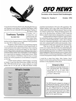 OFONEWS Newsletter of the Ontario Field Ornithologists