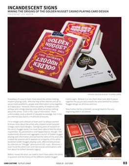 Incandescent Signs Mining the Origins of the Golden Nugget Casino Playing Card Design President Lee Asher