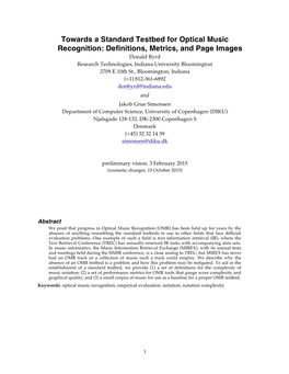 Towards a Standard Testbed for Optical Music