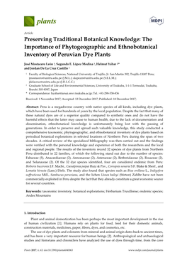 Preserving Traditional Botanical Knowledge: the Importance of Phytogeographic and Ethnobotanical Inventory of Peruvian Dye Plants