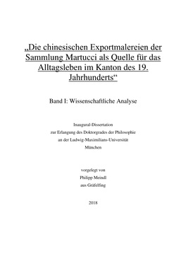 Die Chinesischen Exportmalereien Der Sammlung Martucci Als Quelle Für Das Alltagsleben Im Kanton Des 19