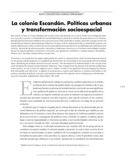 La Colonia Escandón. Políticas Urbanas Y Transformación Socioespacial