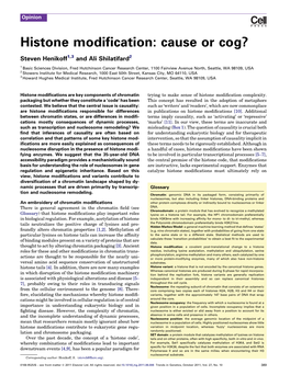 Histone Modification: Cause Or Cog?