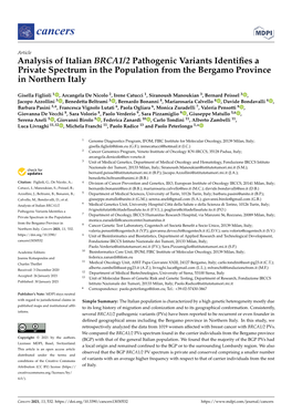 Analysis of Italian BRCA1/2 Pathogenic Variants Identifies A