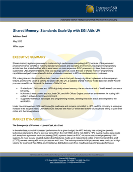 Shared Memory: Standards Scale up with SGI Altix UV