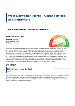 2020 Conservation Outlook Assessment