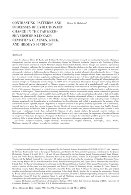 Silversword Lineage: Revisiting Clausen, Keck, and Hiesey’S Findings1