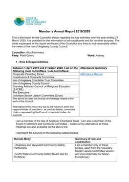 Member's Annual Report 2019/2020