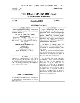 THE TRADE MARKS JOURNAL (No.695, DECEMBER 1, 2008) 2413