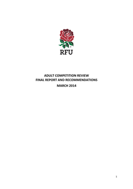 Adult Competition Review Final Report and Recommendations March 2014