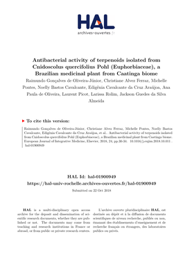 Antibacterial Activity of Terpenoids Isolated from Cnidoscolus