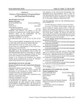 Section I Notices of Development of Proposed Rules and Negotiated