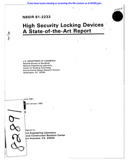 High Security Locking Devices ° a State-Of-The-Art Report " Ij
