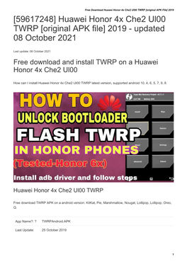 Huawei Honor 4X Che2 Ul00 TWRP [Original APK File] 2019 [59617248] Huawei Honor 4X Che2 Ul00 TWRP [Original APK File] 2019 - Updated 08 October 2021