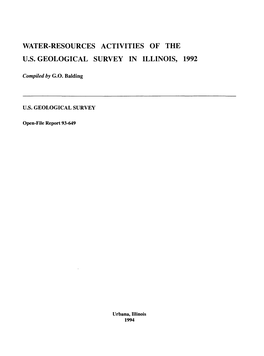 Water-Resources Activities of the U.S. Geological Survey in Illinois, 1992