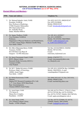 Council Members (As on 25Th May, 2016) Elected Officers and Members