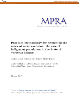 Proposed Methodology for Estimating the Index of Social Exclusion: the Case of Indigenous Population in the State of Veracruz Mexico