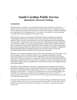 South Carolina Public Service Quantitative Research Findings