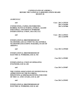 United States of America Before the National Labor Relations Board Region 28