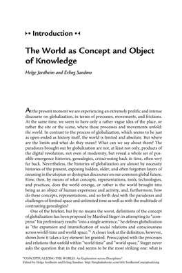 The World As Concept and Object of Knowledge Helge Jordheim and Erling Sandmo