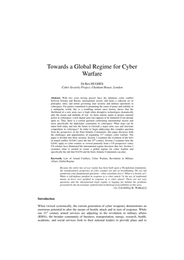 Towards a Global Regime for Cyber Warfare