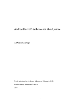 Andrew Marvell's Ambivalence About Justice