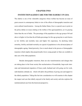 Chapter Two Institutionalized Care for the Elderly In