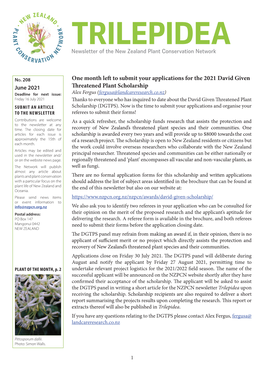 TRILEPIDEA Newsletter of the New Zealand Plant Conservation Network