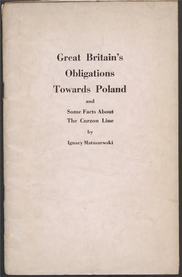 Great Britain's Obligations Towards Poland