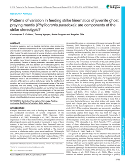 Phyllocrania Paradoxa): Are Components of the Strike Stereotypic? Christopher E