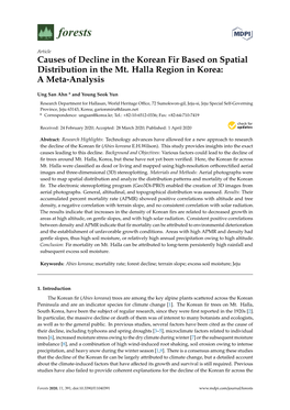 Causes of Decline in the Korean Fir Based on Spatial Distribution in the Mt. Halla Region in Korea: a Meta-Analysis