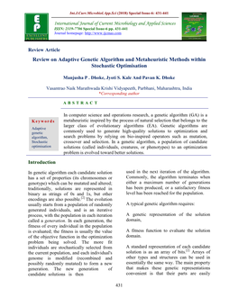 Review on Adaptive Genetic Algorithm and Metaheuristic Methods Within Stochastic Optimisation