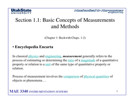 Section 1.1: Basic Concepts of Measurements and Methods