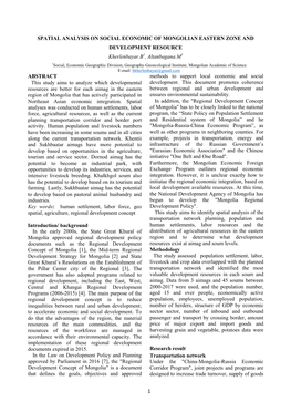 Spatial Analysis on Social Economic of Mongolian